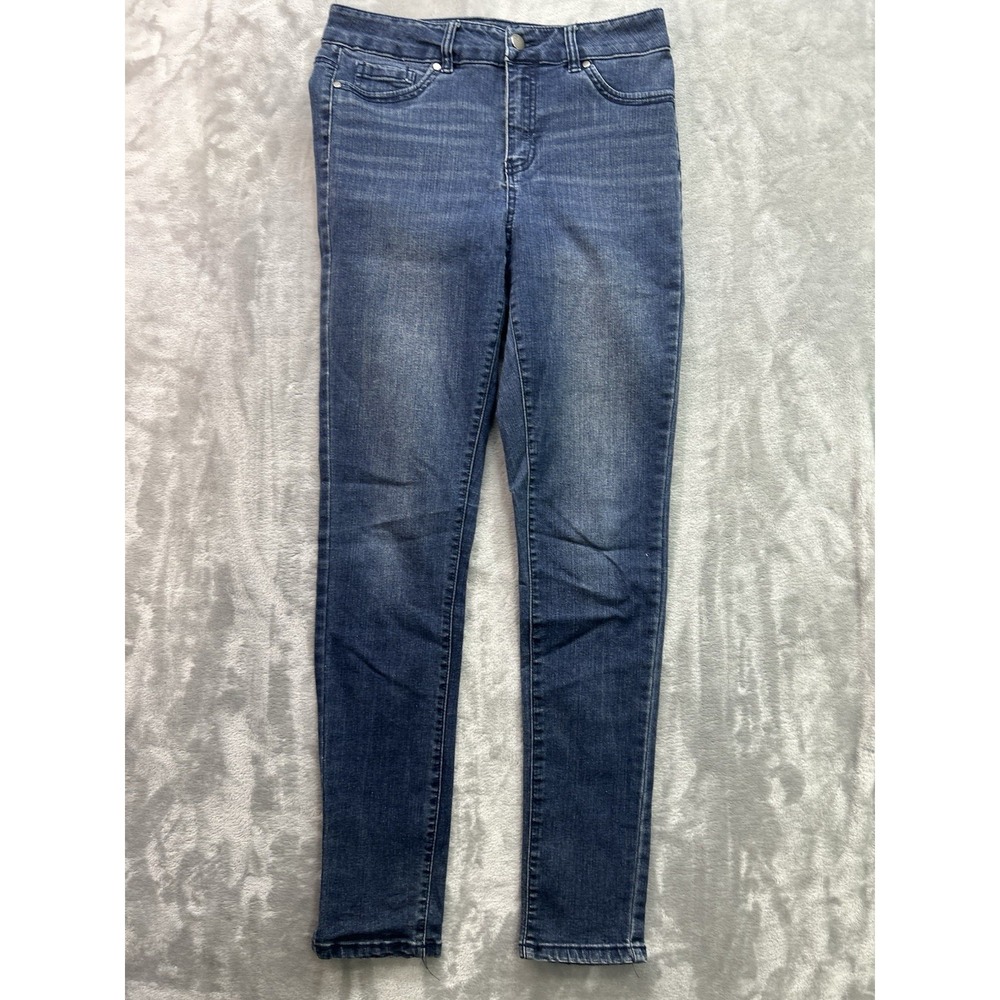 D. Jeans Womens Sz 6 Blue Skinny Mid Rise Stretch Whiskered Faded Ankle Walking